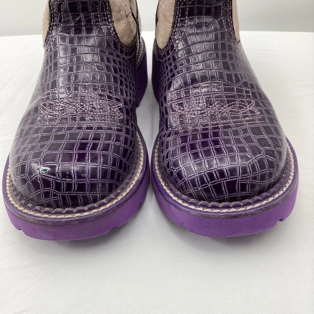 Ariat Fatbaby Purple and Cream Western Boots